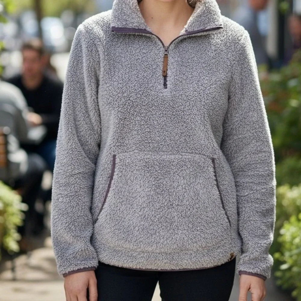 LIV Outdoor Life Integrity Earth Womens Grey‎ Purple Sherpa Fleece Pullover M